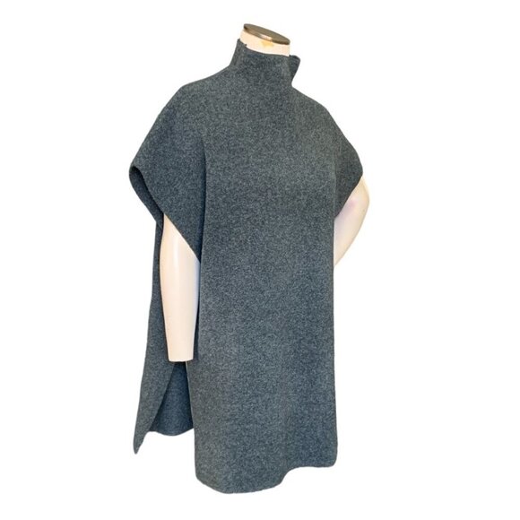 Zara Wool Blend Oversize Tunic Top/Poncho Sz M Charcoal Gray 126D - Picture 2 of 10